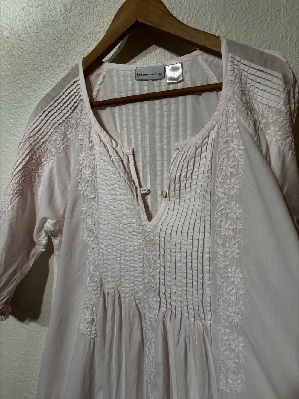 Soft Surroundings Blush Pink Cotton Maxi Nightgown House Dress XL - Picture 3 of 6